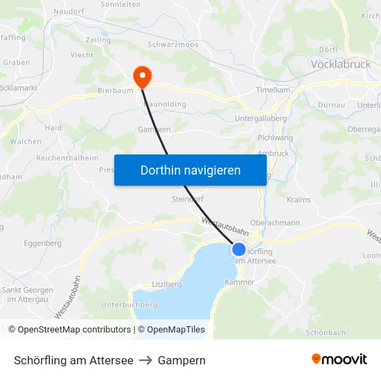 Schörfling am Attersee to Gampern map