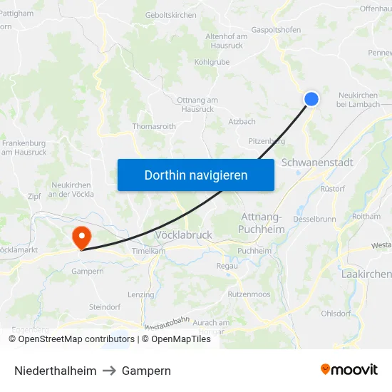 Niederthalheim to Gampern map