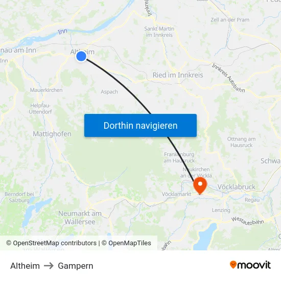 Altheim to Gampern map