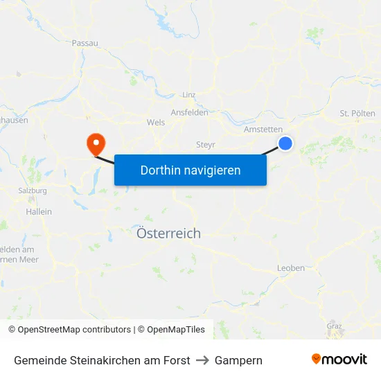 Gemeinde Steinakirchen am Forst to Gampern map
