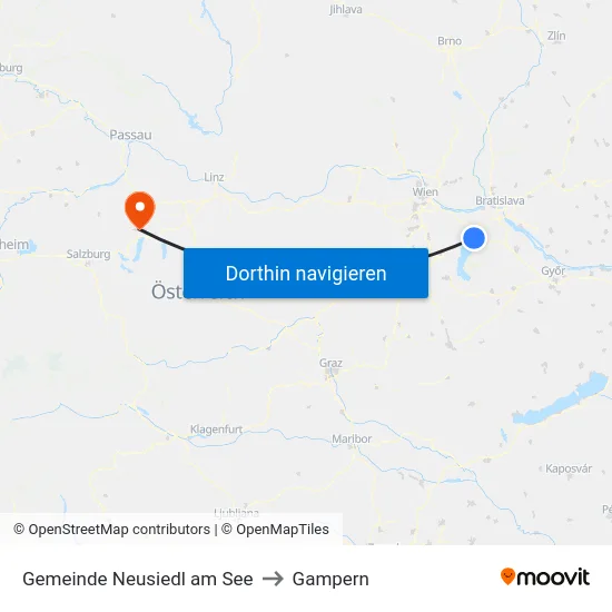 Gemeinde Neusiedl am See to Gampern map