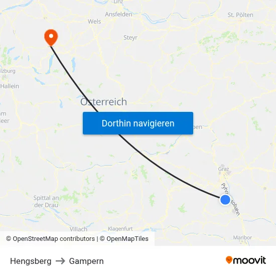 Hengsberg to Gampern map