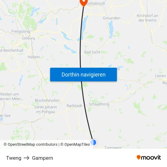 Tweng to Gampern map