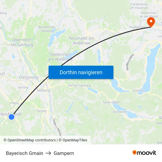 Bayerisch Gmain to Gampern map