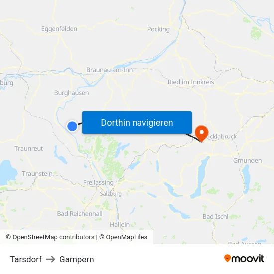 Tarsdorf to Gampern map