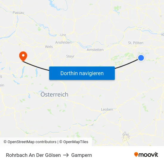 Rohrbach An Der Gölsen to Gampern map