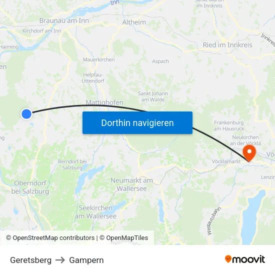 Geretsberg to Gampern map