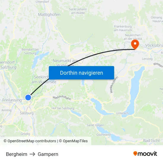 Bergheim to Gampern map