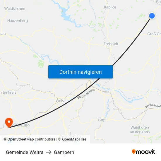 Gemeinde Weitra to Gampern map