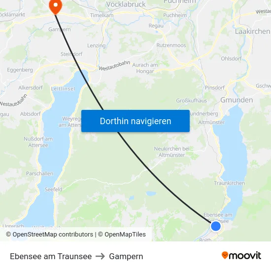 Ebensee am Traunsee to Gampern map