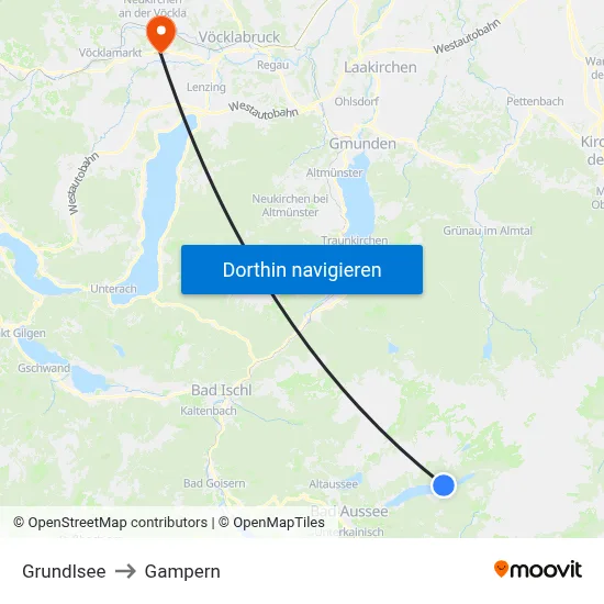 Grundlsee to Gampern map