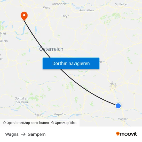 Wagna to Gampern map