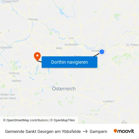 Gemeinde Sankt Georgen am Ybbsfelde to Gampern map