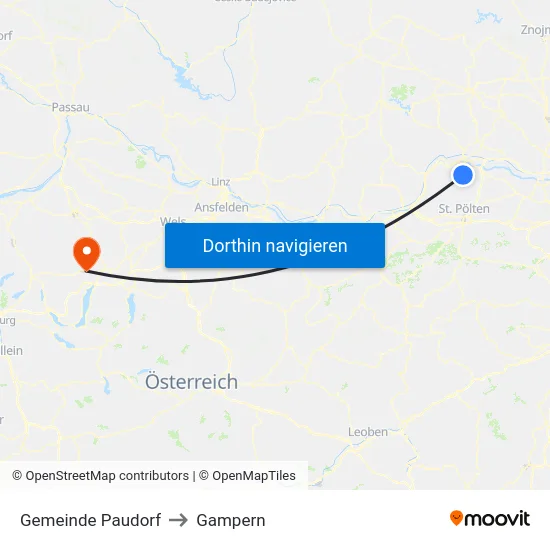 Gemeinde Paudorf to Gampern map