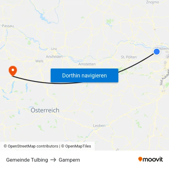 Gemeinde Tulbing to Gampern map