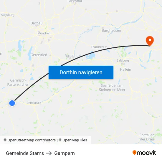 Gemeinde Stams to Gampern map