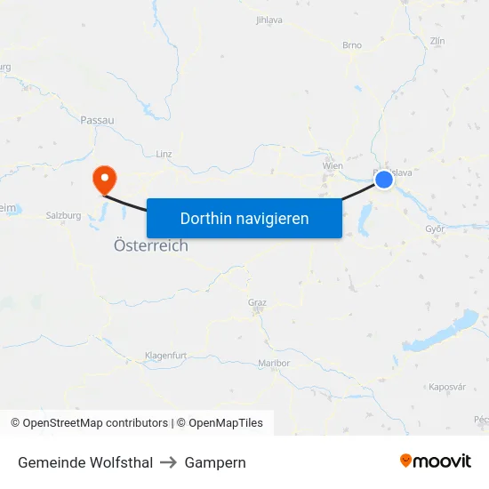 Gemeinde Wolfsthal to Gampern map