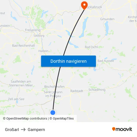 Großarl to Gampern map