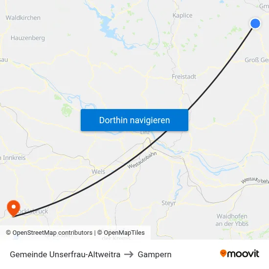 Gemeinde Unserfrau-Altweitra to Gampern map