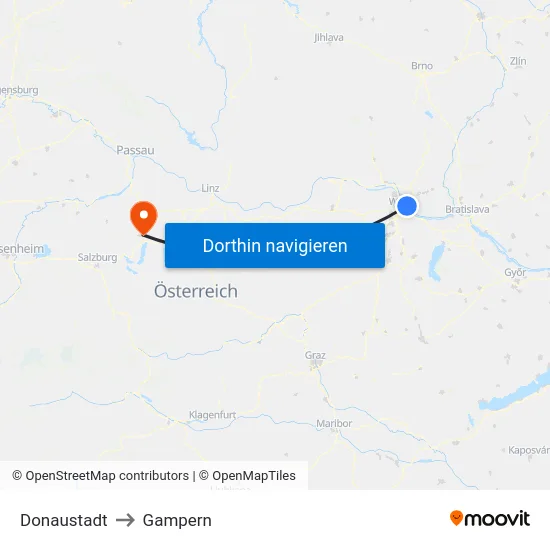 Donaustadt to Gampern map