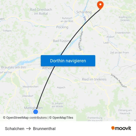 Schalchen to Brunnenthal map