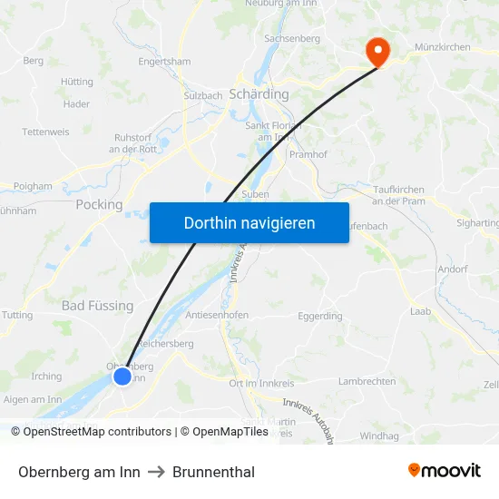 Obernberg am Inn to Brunnenthal map