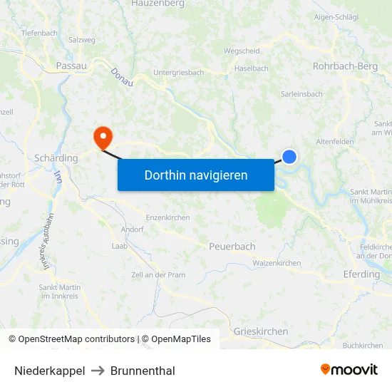 Niederkappel to Brunnenthal map