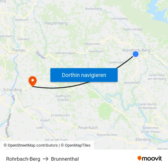 Rohrbach-Berg to Brunnenthal map