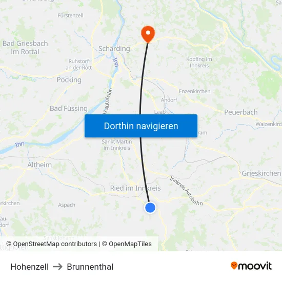 Hohenzell to Brunnenthal map