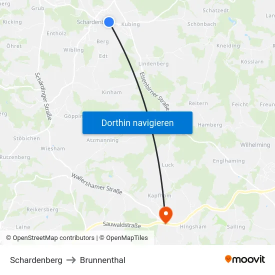 Schardenberg to Brunnenthal map