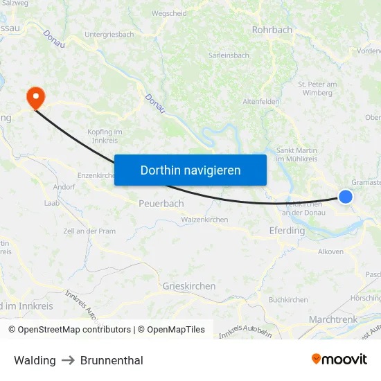 Walding to Brunnenthal map