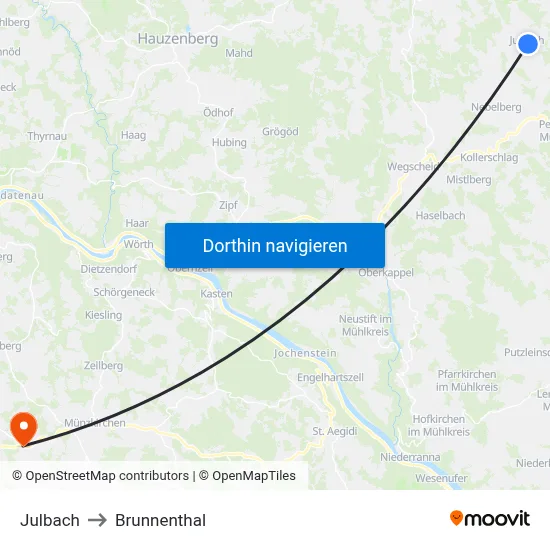 Julbach to Brunnenthal map