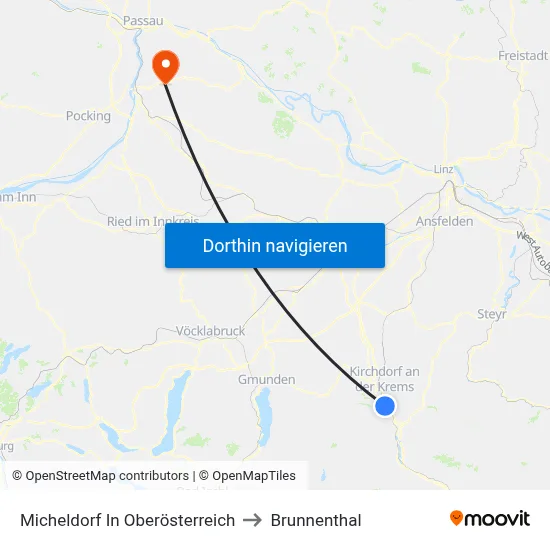 Micheldorf In Oberösterreich to Brunnenthal map