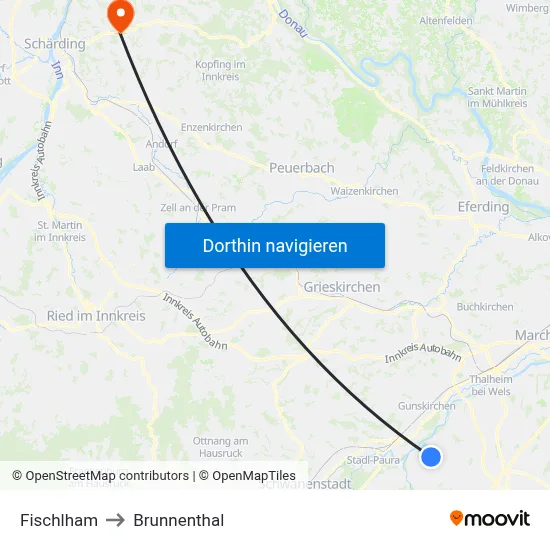 Fischlham to Brunnenthal map