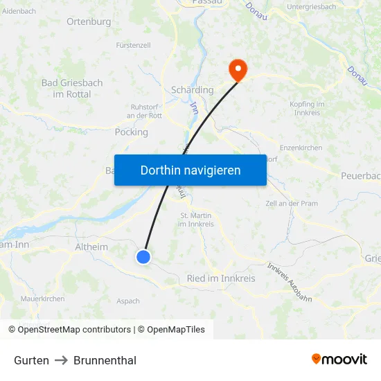 Gurten to Brunnenthal map