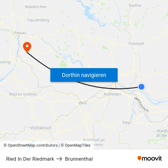 Ried In Der Riedmark to Brunnenthal map