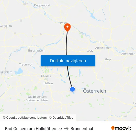 Bad Goisern am Hallstättersee to Brunnenthal map