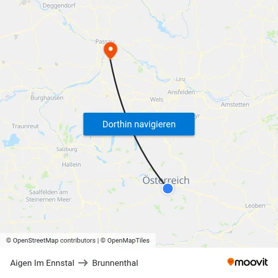 Aigen Im Ennstal to Brunnenthal map