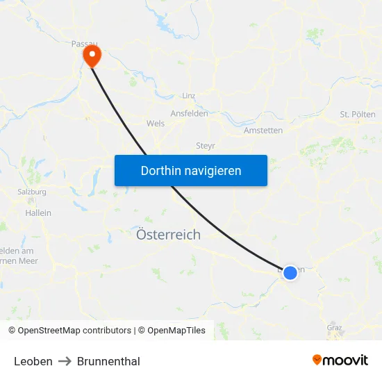Leoben to Brunnenthal map