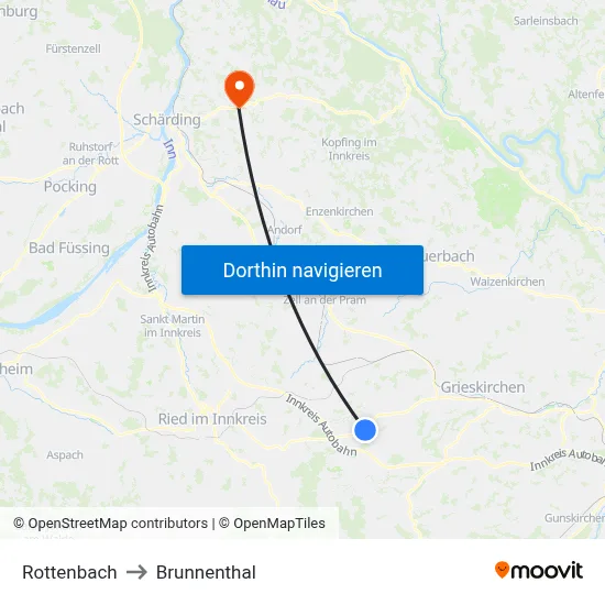 Rottenbach to Brunnenthal map