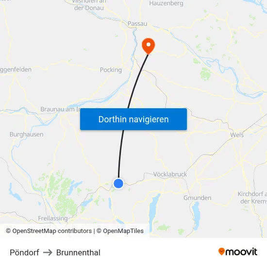 Pöndorf to Brunnenthal map
