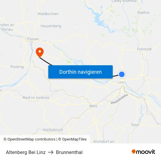 Altenberg Bei Linz to Brunnenthal map