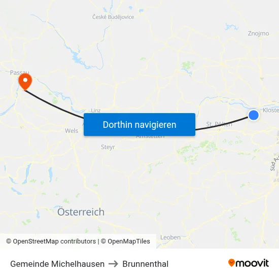 Gemeinde Michelhausen to Brunnenthal map