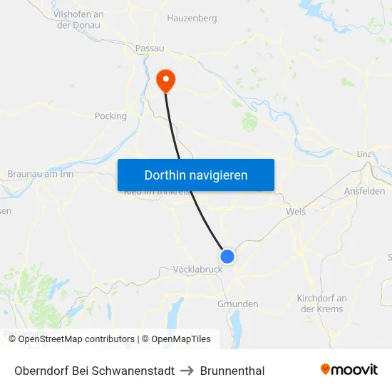 Oberndorf Bei Schwanenstadt to Brunnenthal map