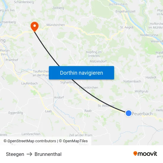 Steegen to Brunnenthal map