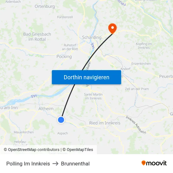 Polling Im Innkreis to Brunnenthal map