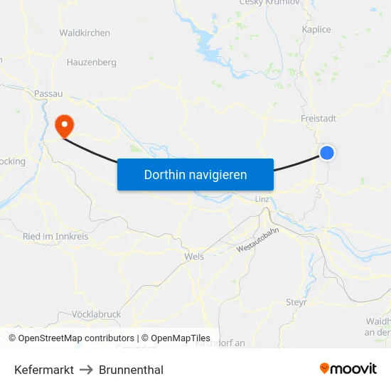 Kefermarkt to Brunnenthal map