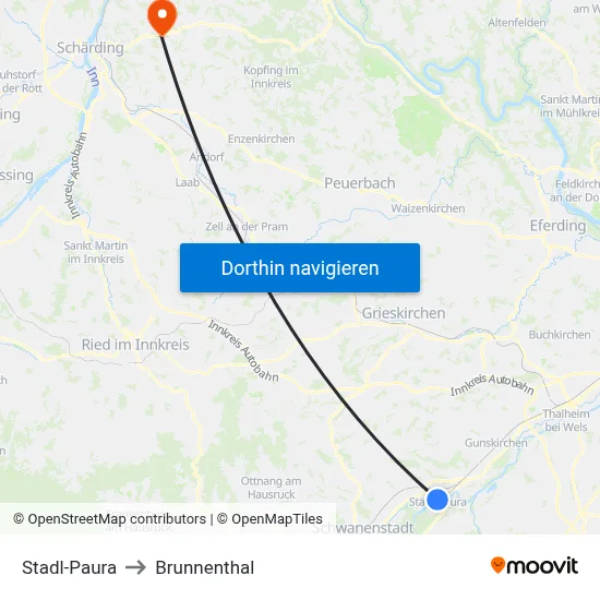 Stadl-Paura to Brunnenthal map