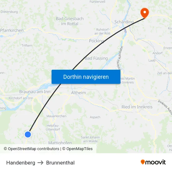 Handenberg to Brunnenthal map