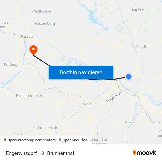 Engerwitzdorf to Brunnenthal map